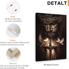 Fantasy Artists Framed Jesus Christ Canvas Wall Art The Cross and Peace Dove Christian Painting Prints Biblical Wall Decor Religious Room Decor for Church Prayer Room Schools Hospitals 16" x 24"