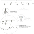 Catalina Lighting 96" Track Ceiling Light, Brushed Nickel, Transitional 5-Light LED Flex Track, Bulb Included, for Kitchen, Living Room, Home Lighting