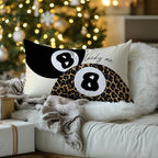 Coquette Pink Bow Leopard Print Lips Lucky 8 Ball Throw Pillow Covers 20x12, Cheetah Print Room Decor, Funky Y2K Leopard Decorative Pillow Covers for Girls Room Dorm Apartment Home