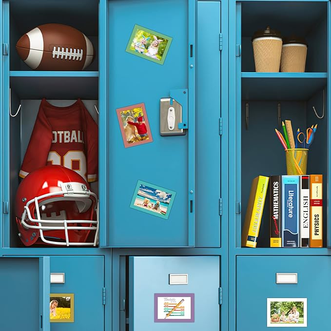 CRUGLA 12 Packs Colorful 4x6 Magnetic Picture Frames for Refrigerator Locker, Colored Peel and Stick Frame Bulk, 4 by 6 Photo Holders for Fridge Dishwasher Whiteboard, 6 Colors