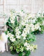 8PCS Artificial Delphinium White Flowers with Clematis Greenery Long Stem Artificial Flowers Cream for Tall Vase for Home Wedding Floral Arrangement Centerpiece Table Decor (Cream White)