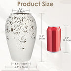 Handcrafted Flower Vase, 9.5" Tall Terracotta Vases, Vintage Rustic Ceramic Vase Décor, Wide Mouth, Matte Finish for Home Office Resto Café Décor