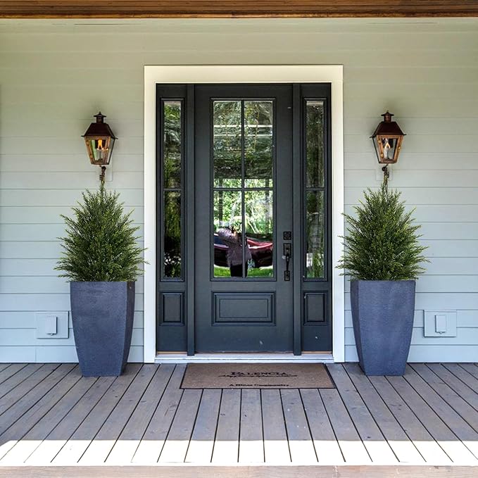 Artificial Topiary Ball Tree, Indoor Realistic Faux Boxwood Bush Potted Plants, Outdoor Fake Shrubs Cedar Evergreen Plants for Home Living Room Front Porch Decor (2, 2ft)