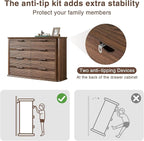 Okvnbjk Fluted 8 Drawer Dresser, 52" Wide Modern Wood Dresser for Bedroom, Chest of Drawers with Curved Profile Design, TV Stand & Storage Organizer for Living Room, Hallway