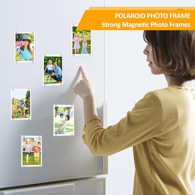 15 Pack Magnetic Acrylic Picture Frame for Fridge, 2.36x3.54 Inch Polaroid Frame, Double Sided Refrigerator Magnet Picture Frame for Fujifilm Instax Mini, Clear Picture Display Frame
