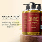 Majestic Pure Anti Cellulite Massage Oil for Massage Therapy - Refreshing, and Relaxing - Natural Oils with Vegan Collagen, Stem Cells & Cellulite Cream - All Skin Types - Men and Women - 8 fl oz