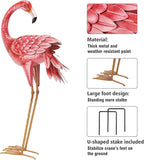 Kircust Flamingo Garden Statues and Sculptures, Metal Birds Yard Art Outdoor Statue, Large Pink Flamingo Lawn Ornaments for Home, Patio, Backyard Decor (2-Pack)