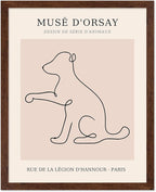 Poster Master Vintage Poster - Retro One Line Dog Drawing Print - Dog Art - Minimal Gift for Men, Women, Animal Lover - Abstract Wall Decor for Home, Office, Bedroom, 11x14 Brown Framed