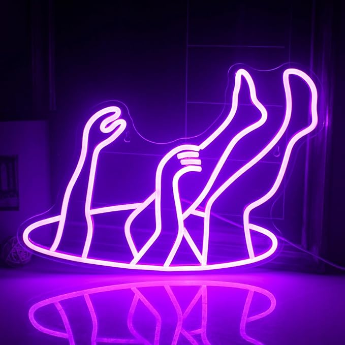 WLHOPE Falling Man Neon Sign Falling into Hole Neon Light Purple LED Neon Signs for Wall Decor USB Drop Into Neon Light Signs for Bedroom Home Bar Man Cave Game Room Party,Gift for Boys