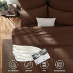 CozyLux King Size Comforter Set Brown, 7 Pieces Bed in a Bag, Brown Comforter King Size, All Season Bedding Sets with Stitch Quilted Comforter, Flat Sheet, Fitted Sheet, Pillowcases