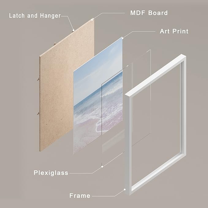 SIGNWIN Framed White Pastel Tropical Island Ocean Beach Shore Wall Art, Set of 4 Landscape Colorful Wall Decor Prints, Nature Wilderness Wall Décor for Living Room, Bedroom - 8"x10" White