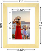 Vittanly 6x8 Picture Frames Set of 9, Shatter Resistant Plexiglass, Display 4x6 Pictures with Mat or 6x8 without Mat, Photo Frames for Wall or Tabletop, Engineered Wood, Gold