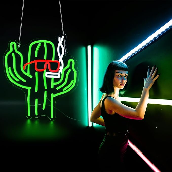 Cactus Neon Sign Led Neon Lights Neon Signs for Wall Decor Light Up Sign for Birthday Party Club Gift