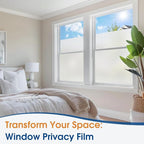 Homein Frosted Glass Window Privacy Film with Tools UV Blocking Privacy Film for Glass Windows, Static Cling No Glue Removable Reusable Anti Glare for Home Day and Night, Pure 23.6x157.4 inch