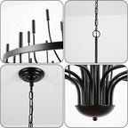 Black Chandelier 24-Light Industrial Iron Candle Chandelier Modern Suspended Farmhouse Chandeliers Pendant Light Fixtures for Dining Room Bedroom Living Room Kitchen Island Foyer E12 Bulb