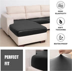 Yates Home Sectional Covers 4 Piece for L Shape Couch - PU Leather Separate Cushion Slip Cover for Left/Right Sectional (3 Seater + 1 Chaise, Black)