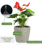 Dexceder 11x10 Inches Self Watering Planter Indoor Outdoor, Inner Pot Design, Thickened Table Flower Plant Pot with Water Level Indicator (Grey Gold Crackle)