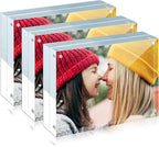 ILYXY 3 Pack Acrylic Frame 8x10, 20% Thicker, 24mm Thick Frameless Clear Picture Frame, Double Sided Magnetic Photo Frame, Free Standing Desktop Display Stand Acrylic Picture Frames