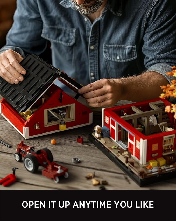 Nifeliz Red Barn Building Set for Adults, Vintage Countryside Style Model Toy for Display and Home Décor, Highly Detailed House Collectible Gift (3,507 PCS, NF10314)