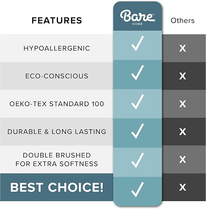 Bare Home Oversized Queen Comforter - Reversible Colors - Goose Down Alternative - Ultra-Soft - Premium 1800 Series - All Season Warmth - Bedding Comforter (Oversized Queen, Grey/Light Grey)