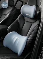 Car Seat Back Support and Car Neck Pillow Kit, Ergonomic Design headrest Lumbar Support for Neck Back Pain Relief Improve Sitting Posture (Blue), Blur