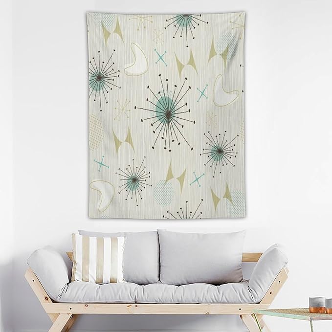 ICMOLYYENLO Boho Medieval Cat Tapestry, Abstract Atomic Starburst Geometric Aesthetic Art Wall Hanging For Bedroom Living Room Dormitory 40x60 Inches