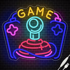 Gamer Joystick Neon Sign, Wootfairy Led Neon Signs for Game Room Wall Decor, Dimmable Neon Light for Boys Room Decor, Colorful Light Up Signs for Man Cave & Bedroom, Gamer Gifts for Teens, Boys, Kids