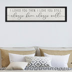 ZZJJHYWGQ Couples Love Quotes Wall Decor Always Have Always Will Sign 32"×8" I Loved You Then Love Theme Romantic Plaque Master Bedroom Above Over Bed Romantic Wood Framed Wall Art (Black)