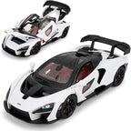 1:24 Scale Car Model Compatible for Collectible McLaren Senna Super Sports Car Toys, Zinc Alloy Pull Back Toy Vehicle with Sound and Light for Adult Boys Girls 3 4 5 6 7 8 (White)