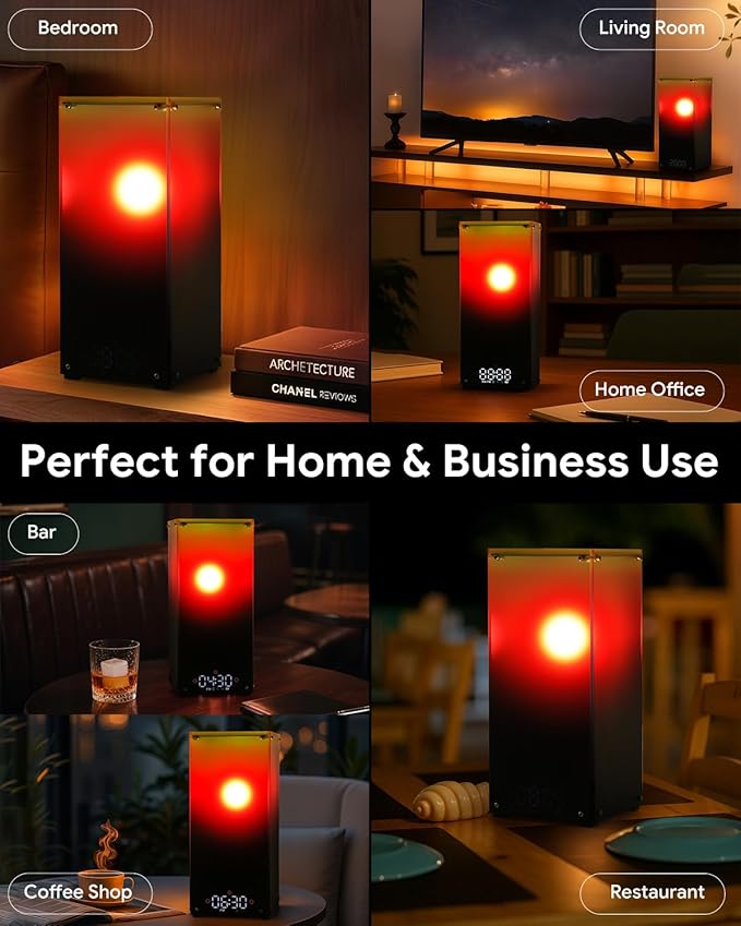 Sunset & Sunrise Table Lamp, Dimmable Ambient Desk Lamp with 6 White Noise Sounds, Touch & Remote Control with Timer for Bedroom, Living Room, Home Office, Bar, Restaurant