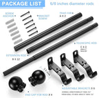 Curtain Rods for Windows 16 to 120 Inches, Curtain Rod Max Adjustable Length of 132 IN, 6/8" Diameter Drapery Rods Round Finials, Black, Pack of 2