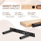 Homeforia Walnut 18 inch Floating Shelf, High End Solid Real Wood 18inch Floating Shelves for Wall Mounted, Dark Brown 18 inches Long Floating Shelves, Heavy Duty Bracket, 18 X 6.5 X 1.75 in, Set of 2