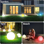 infray 12-Inch LED Ball Light, Solar Rechargeable Globe Light Color Changing Solar Globe Lamp IP67 Waterproof Outdoor Garden RGB Orb Light for Patio Pool Yard Bar Party Decorative Lighting