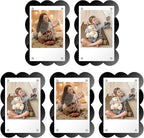 5 Pack Acrylic Polaroid Frame for Refrigerator, Magnetic Wallet Size Picture Frame Fits Mini Instant Film and 2x3 Photo Paper, 2.5x3.75 Magets Frame for Fridge (Scalloped)