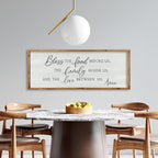 ZZJJHYWGQ Bless The Food Before Us Wall Decor Kitchen Christian Blessing Sign 32"×12" Christian Grateful Family Quote Farmhouse Dining Room Large Catholic Wooden Frame Wall Hanging Art (Wood)