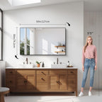 YIROMAN Bathroom Mirror 50"x30", Large Matte Black Bathroom Mirror for Over Sink with Aluminum Frame, Rectangular Vanity Mirror with Right Angle, Wall Mirror Hangs Horizontal or Vertical, Shatterproof