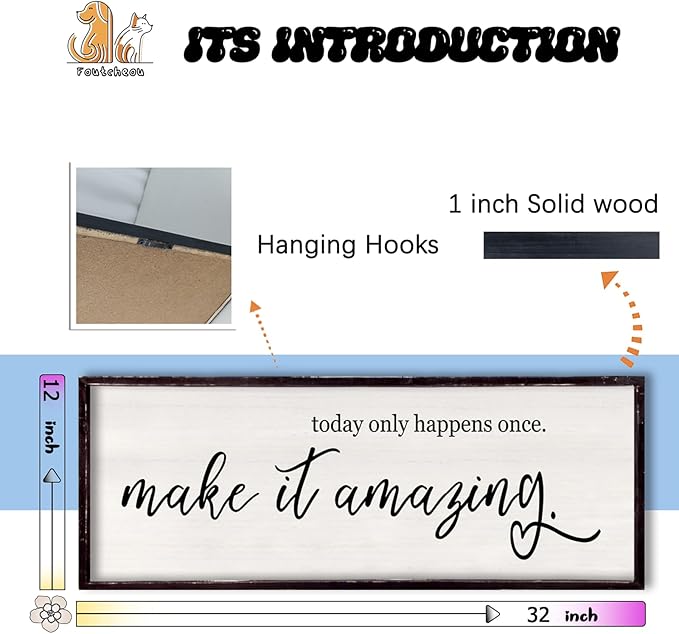 Today Only Happens Once Make It Amazing Framed Wall Art, 32''×12'' Rustic Religious Christian Lords Prayer Sign for God Jesus Christ Prayer, Horizontal Holy Inspirational Catholic Scripture Decor