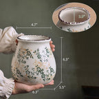 Vintage Flower Vase, Chinoiserie Floral Ceramic Vase for Home Decor, Green and White Decorative Vases for Centerpiece Table Decorations, Vases for Living Room Kitchen Entryway Mantle Shelf Decor Vase