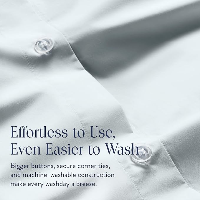 Brooklinen Luxury Percale Duvet Cover – 100% Cotton, Cool, Crisp, Extra-Long Corner Ties, Button Closure, Soft & Breathable – Machine Washable, Duvet Cover King/California King Bed Sizes (Sky)