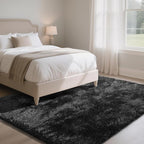Fluffy Rug Shaggy Area Rug, Black 9x12 Area Rugs for Living Room, Large Shag Area Rugs for Bedroom Kids Room Home Decor, Upgrade Anti-Skid Rectangular Fuzzy Rugs