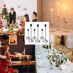 Candlestick Holders, Set of 6 Taper Candle Holders, Black Brass Vintage Candle Holder Set for Pillar Candles, Decorative Candle Holder Candelabra for Home Decor, Wedding, Dinning, Party, Anniversary