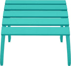 WestinTrends Outdoor Ottoman, Patio Adirondack Ottoman Foot Rest, All Weather Poly Lumber Folding Foot Stool for Adirondack Chair, Widely Used for Outside Porch Pool Lawn Backyard, Turquoise