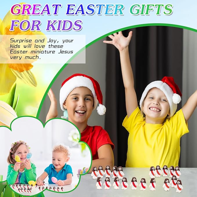 Bememo 100 Pcs Jesus Toys Original Design Mini Rubber Little Jesus Figurine to Hide and Seek Religious Party Favors Sunday School Craft Baptism Gifts for Easter Egg Stuffers(Red)