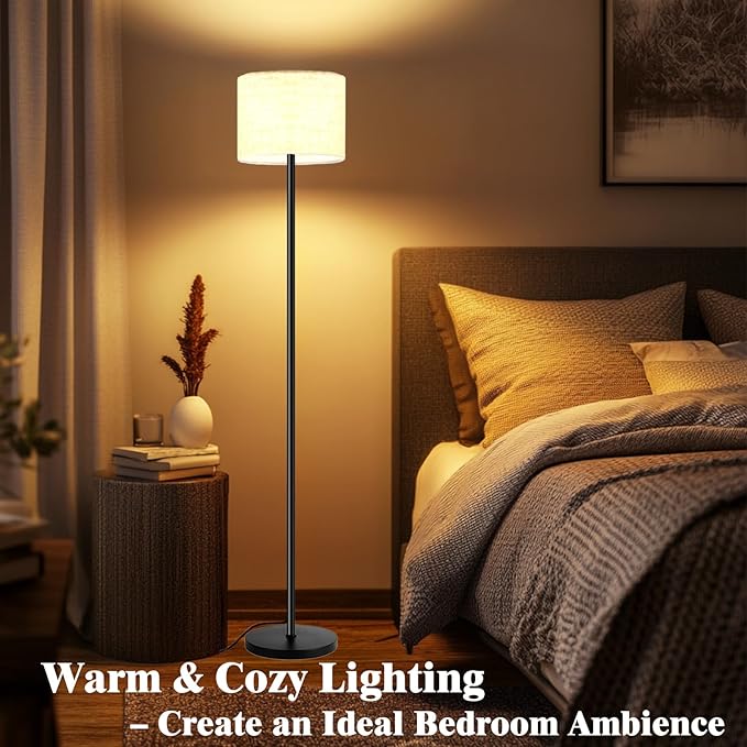 Smart Floor Lamp with APP & Remote Control - Dimmable RGB & White Light (3000K-6500K) for Living Room, Bedroom, Office - Modern Standing Lamp with 9W LED Bulb Included