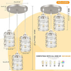 Pendant Lights Kitchen Island Brushed Nickel Pendant Light Kitchen Island Lighting, 3-Light Pendant Light Fixtures with Clear Glass Shades Spiral Iron Cluster Dining Room Light Fixture