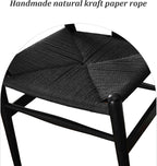 Wishbone Chair Natural Solid Wood Dining Chair/Hans Wegner Y Chair Rattan and Wood Accent Armrest Chairs Set of 4 (Ash Wood + Black 4 Chairs)