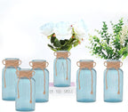 Vintage Glass Flower Vase，6 Pack Blue Farmhouse Glass Centerpiece Vases Mason Jars for Weddings, Parties & Home Decor Bulk (6, Blue)