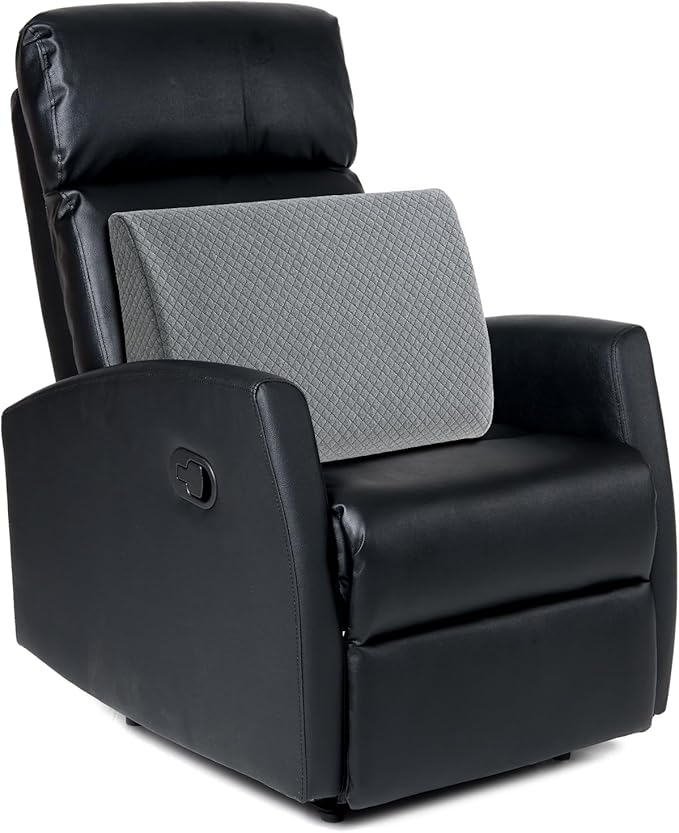 MABOZOO Memory Foam Back Support Cushion for Recliner Chair,Lumbar Support Pillow for Elderly,Extra Large Lumbar Support Pillow with Extension Straps,Grey