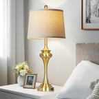 30" Gold Tall Table Lamps for Living Room, Touch Control Modern Bedroom Table Lamp with USB A+C Ports, 3-Way Bedside Lamps Set of 2, Elegant Metal Lamp for Night Stand Desk Side Table Office