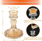 Glass Candlestick Holder,Striped Taper Candle Holders,Set of 6 Candle Stand for Table Centerpieces, Home Decor,Weddings,Festival and Parties (Amber Dimond Pattern)